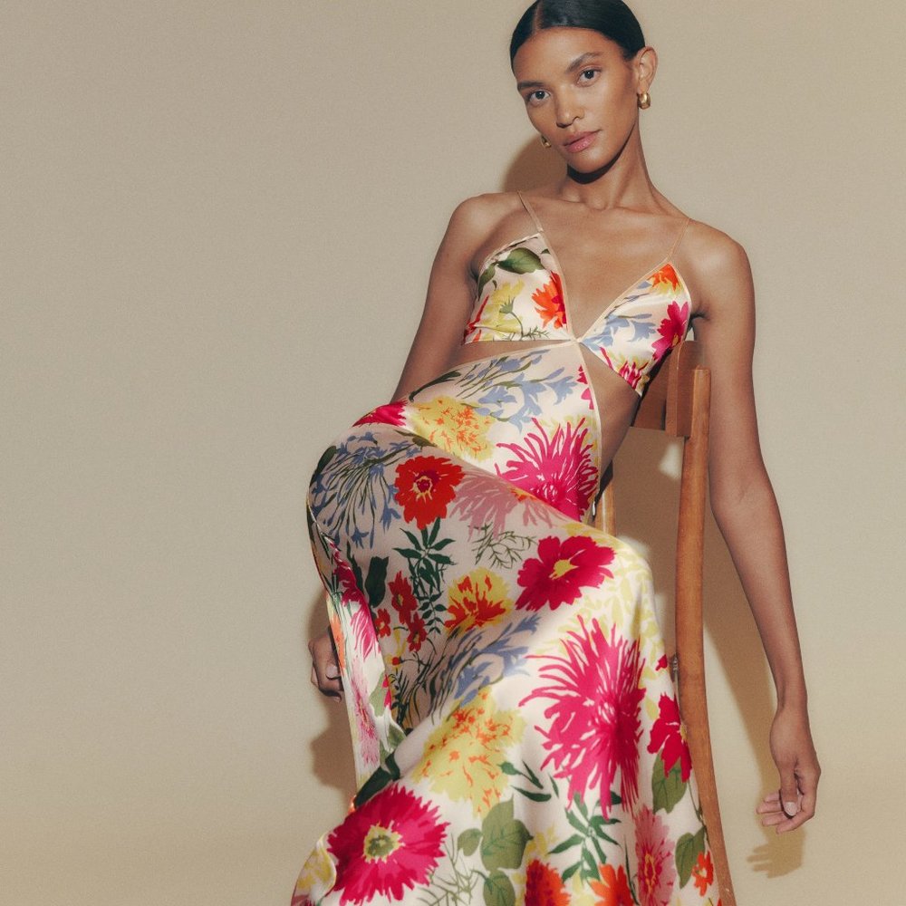 Reformation Poppies Silk Dress